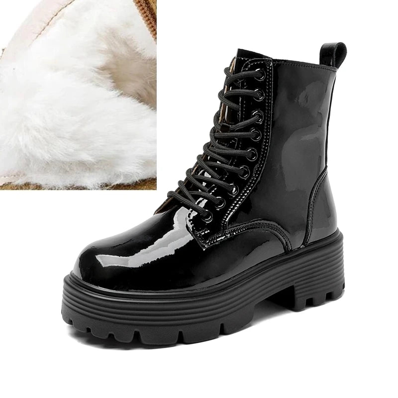 AIYUQI Women’s Ankle Boots – High Heel Winter Leather Short Boots