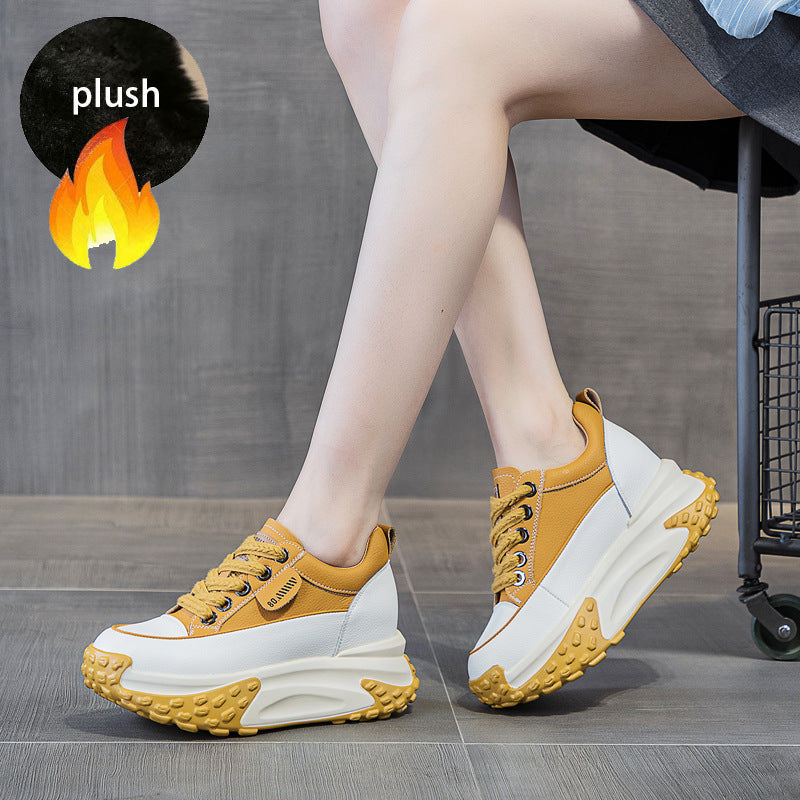 FujinGenuine Leather Platform Sneakers