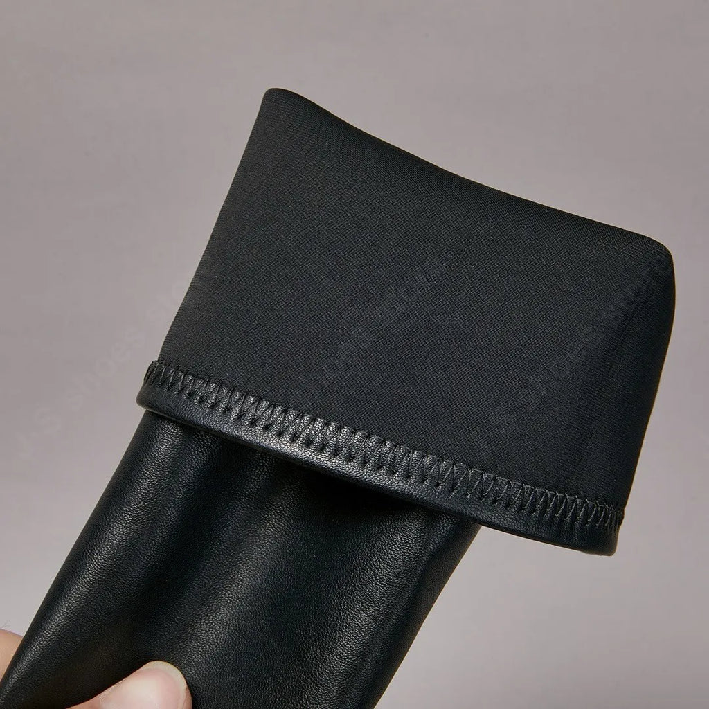 Y3ROCLGZDG Genuine Leather Knee-High Stretch Boots