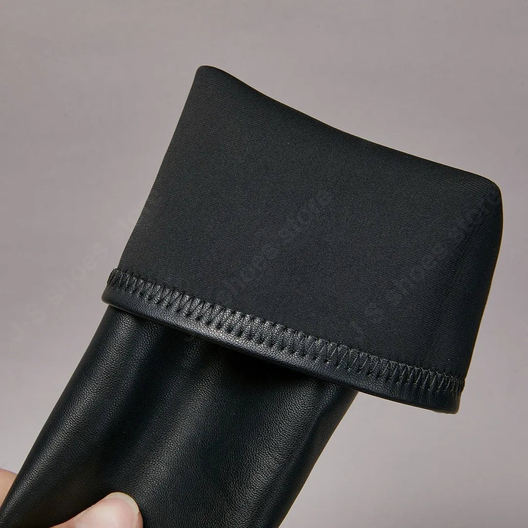 Y3ROCLGZDG Genuine Leather Knee-High Stretch Boots