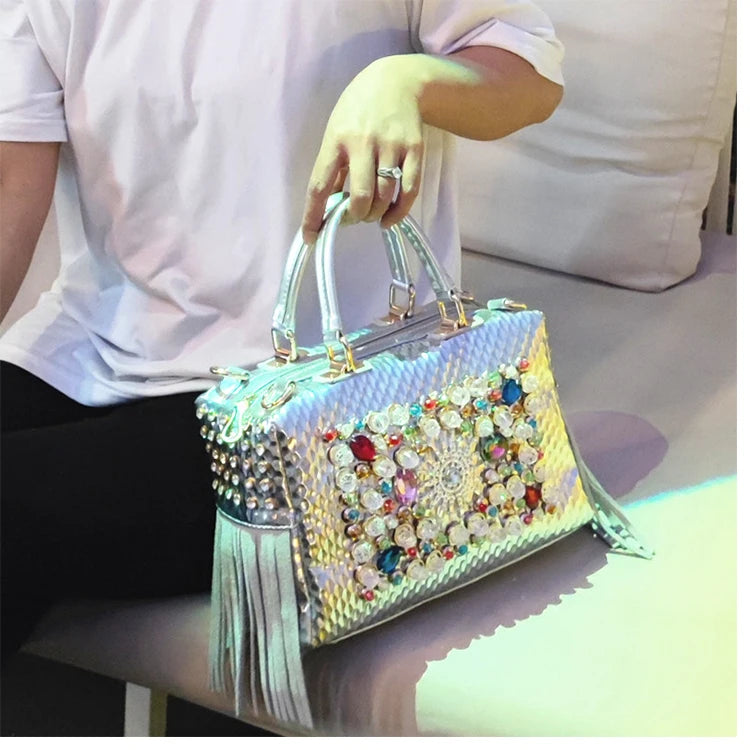 Ranya Rhinestone Leather Bag – Marrakchi Large Luxury Satchel