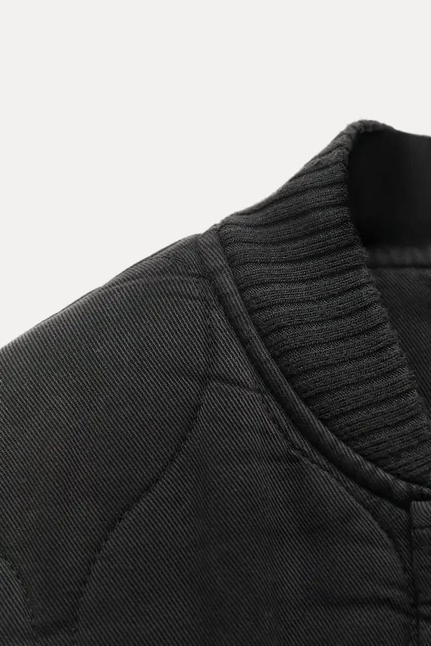 Bomber Jacket – Loose Fit Zip-Up Coat with Flap Pockets for Fall & Winter