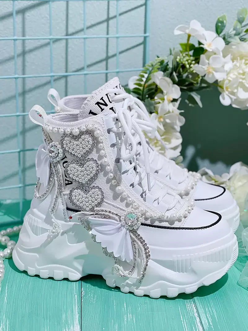 Sweet Cherub Thick-Soled Canvas Sneakers