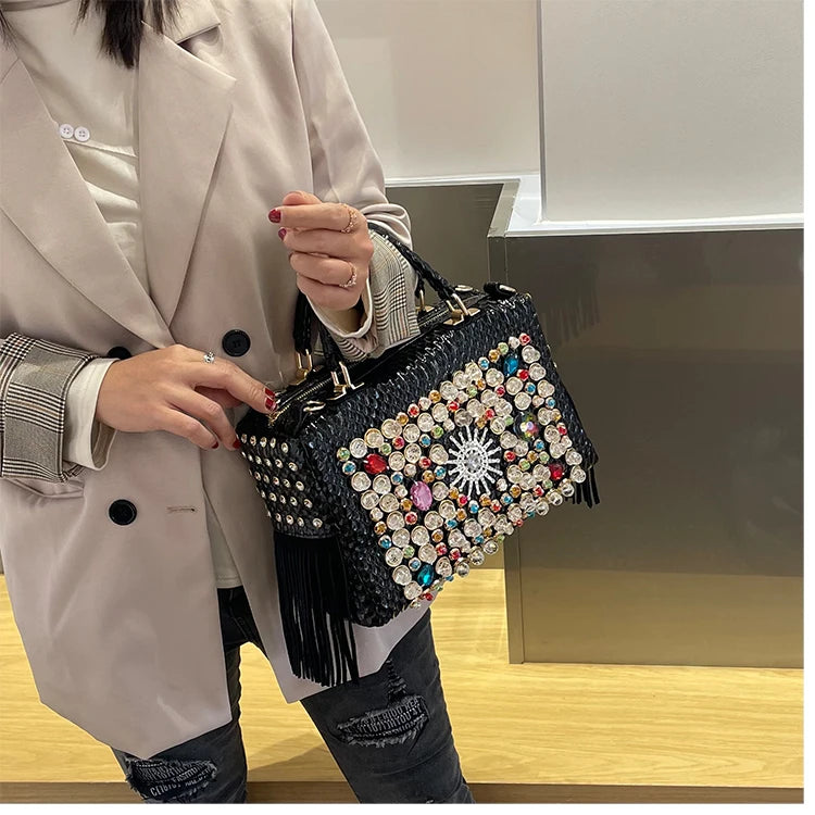 Ranya Rhinestone Leather Bag – Marrakchi Large Luxury Satchel