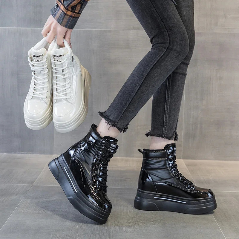 Fujin Women Ankle Booties Genuine Leather Wedges