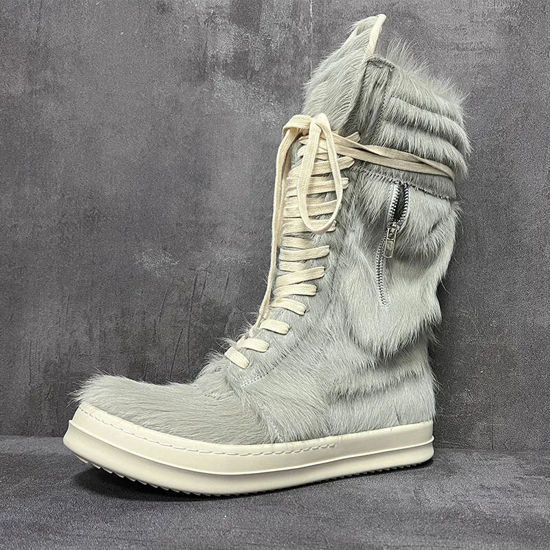 Qvah Owens High-Top Leather Motorcycle Boots – Platform Street Sneakers