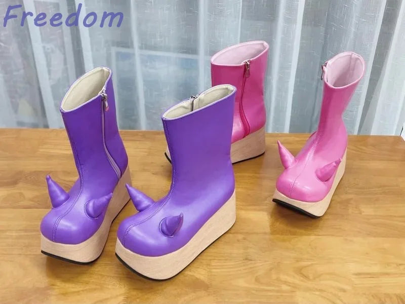 Little Devil Rocking Horse Platform Boots