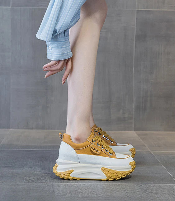 FujinGenuine Leather Platform Sneakers