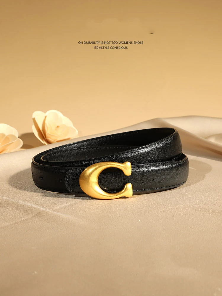 Fashion Designer Women's Belt – 2.3CM Ultra-Thin Genuine Leather