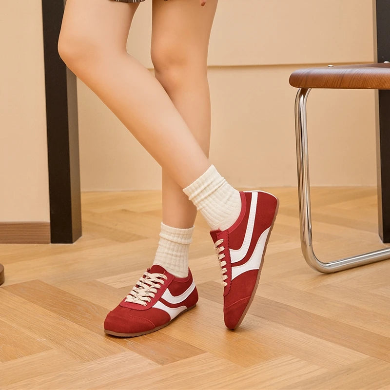 German Training Sneakers – Genuine Leather Retro Lace-Up Shoes