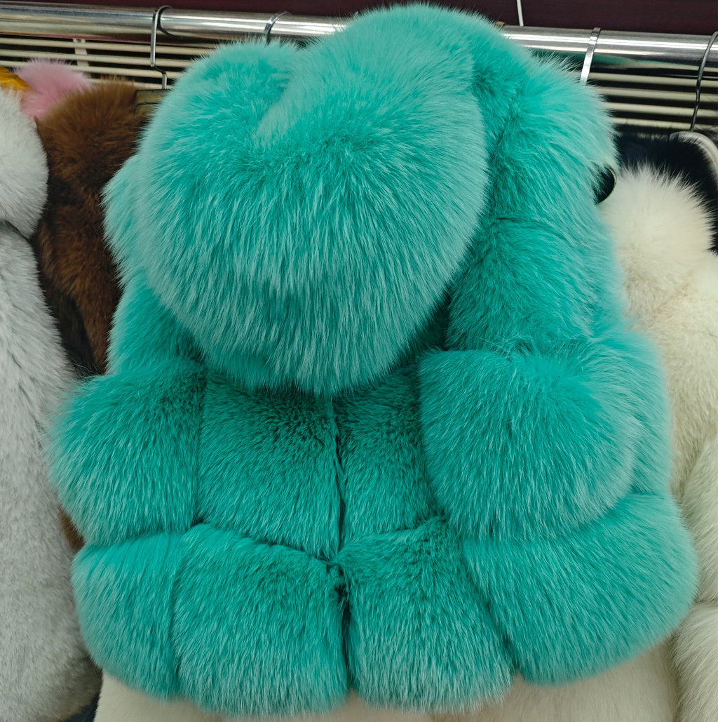 Real Silver Fox Fur Vest – Hooded Genuine Leather Sleeveless Jacket for Women