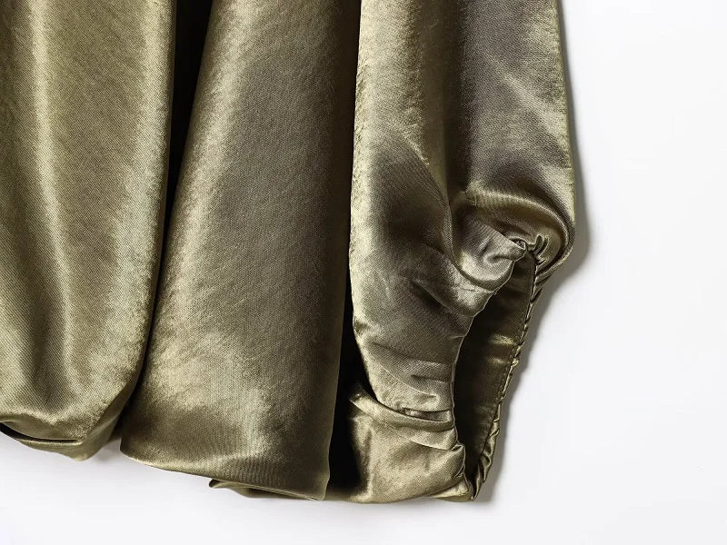 MUJER Oversized Ruched Bomber Jacket