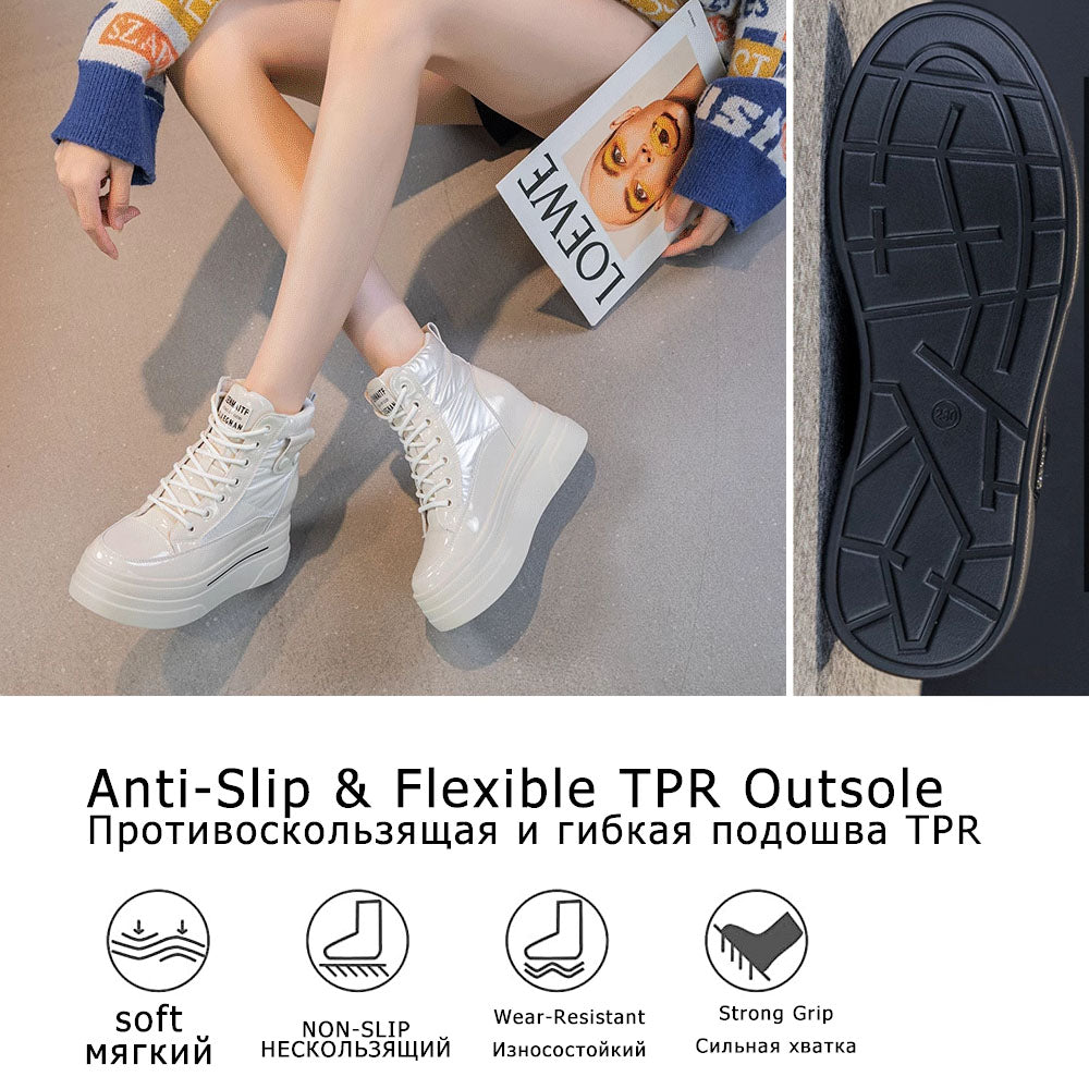 Fujin Women Ankle Booties Genuine Leather Wedges