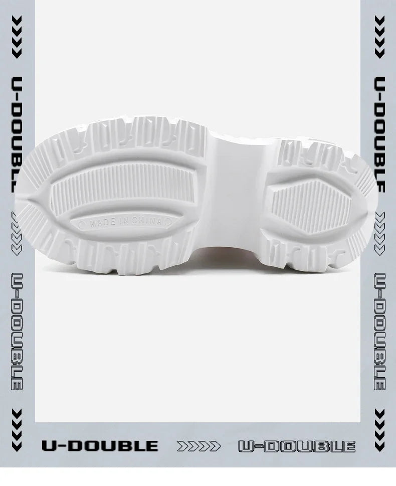 Pink Style Women’s Knee-High Boots – Lace-Up Platform Heel with Metal Detail