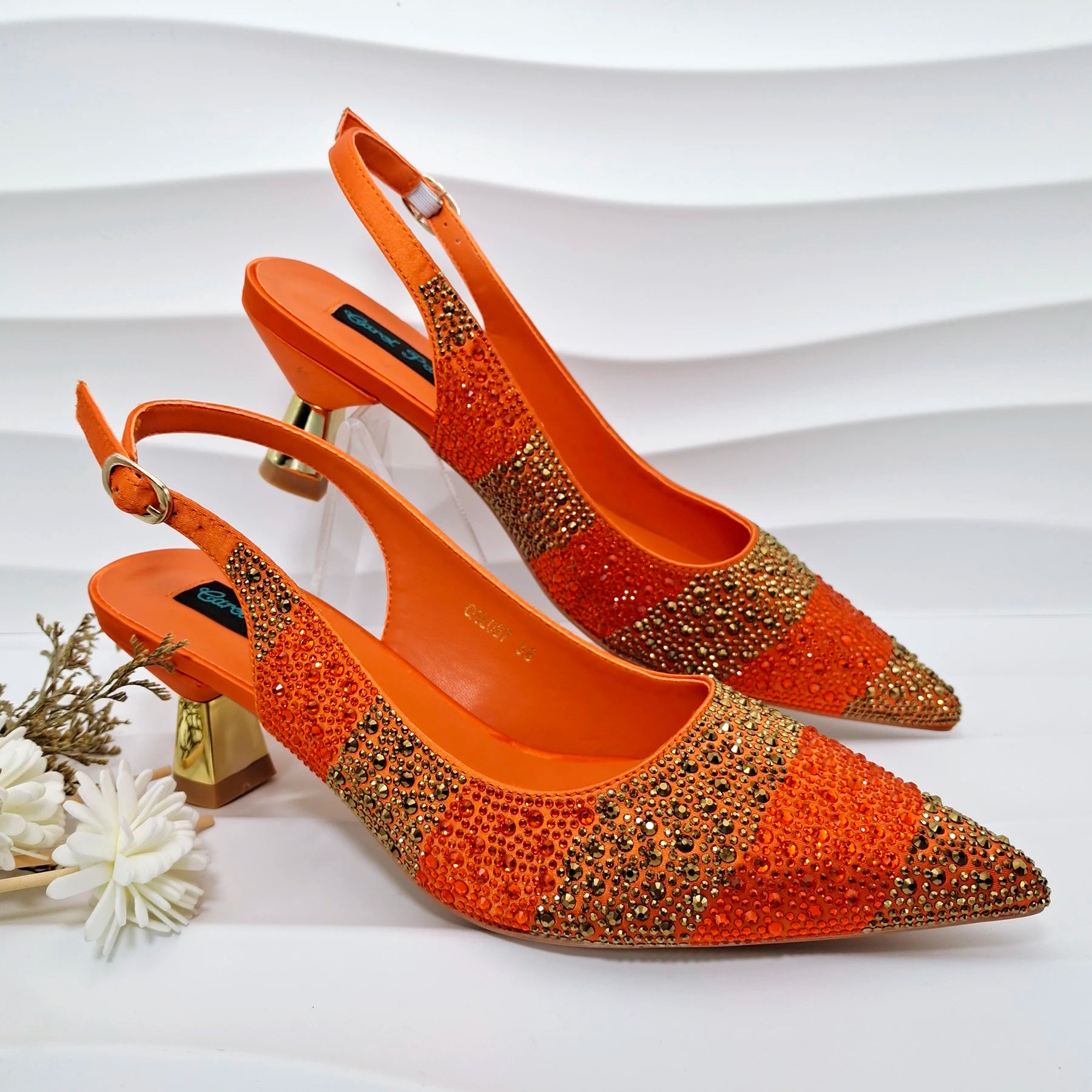 Rhinestone Satin Pumps & Clutch Set – Italian-Inspired Elegance