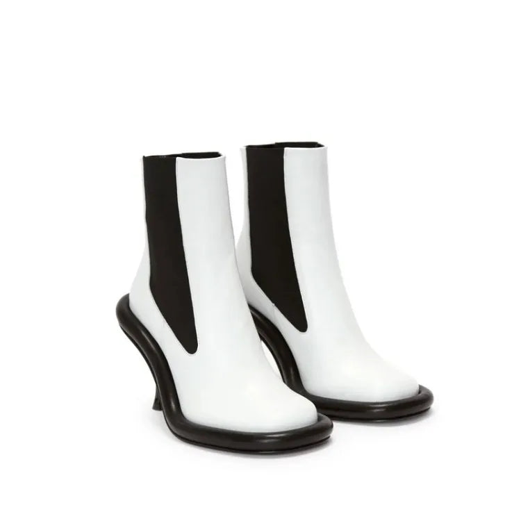 SLSHLYJ Women’s Blue Denim Ankle Boots – High Heel Thick Sole