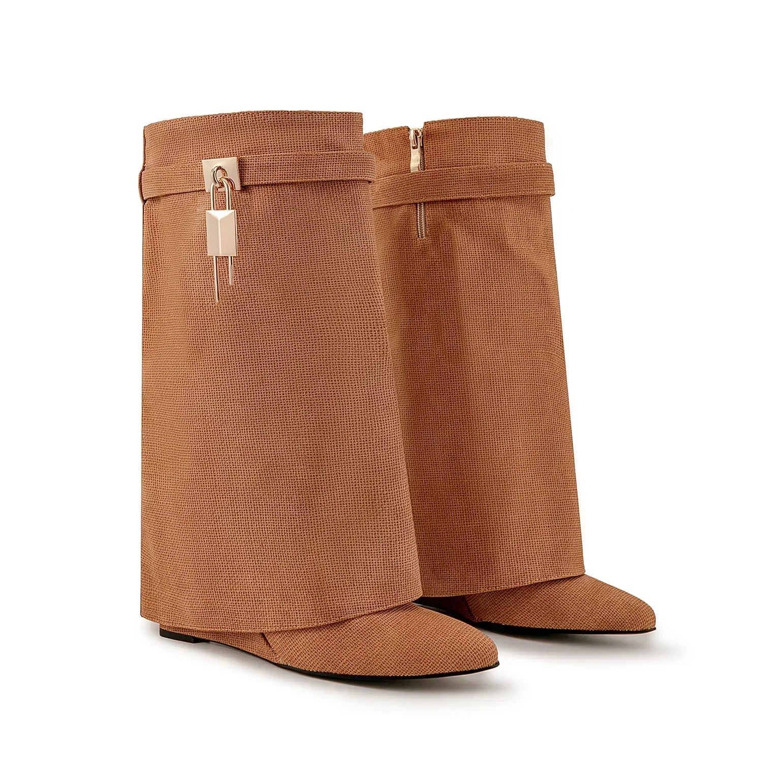 Luxury Ankle Boots – Shark Buckle Strap, Metal Accent, Thick Platform High Heels