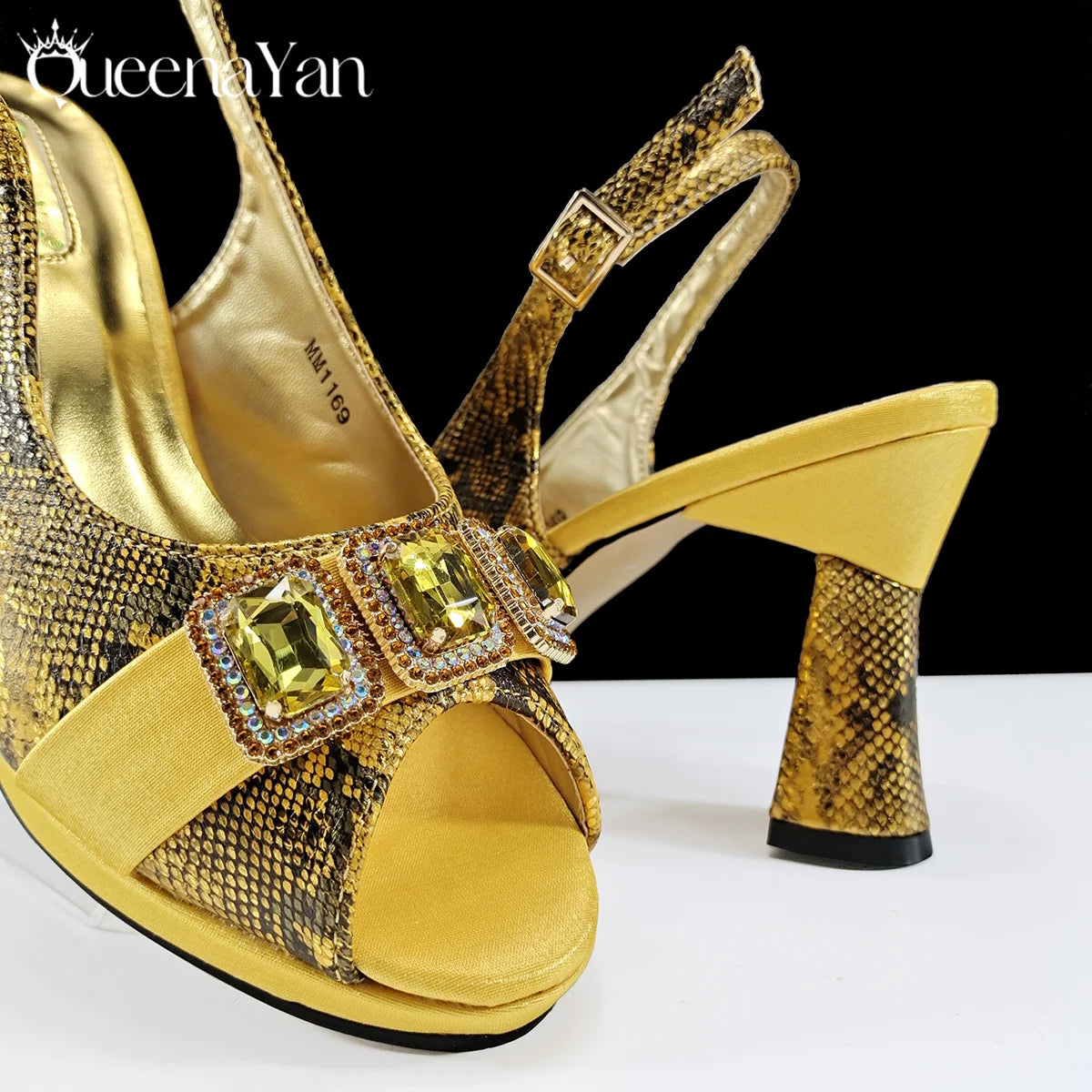 Elegant Green Peep-Toe Heels & Matching Bag Set