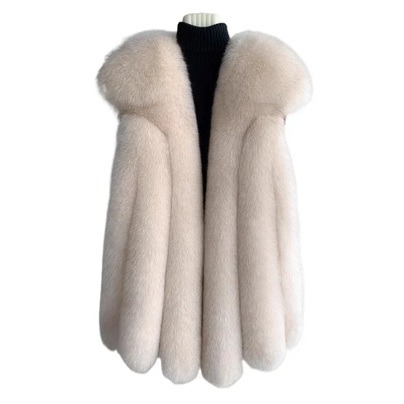Fox Fur Vest for Women – Luxury Thick Real Fur Coat for Autumn/Winter