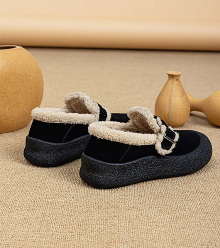 AIYUQI Winter Velvet Genuine Leather Sneakers