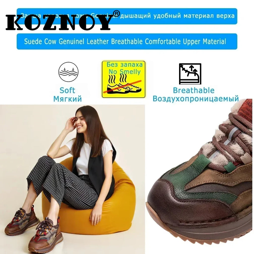 Koznoy Genuine Cow Suede Ankle Sneakers