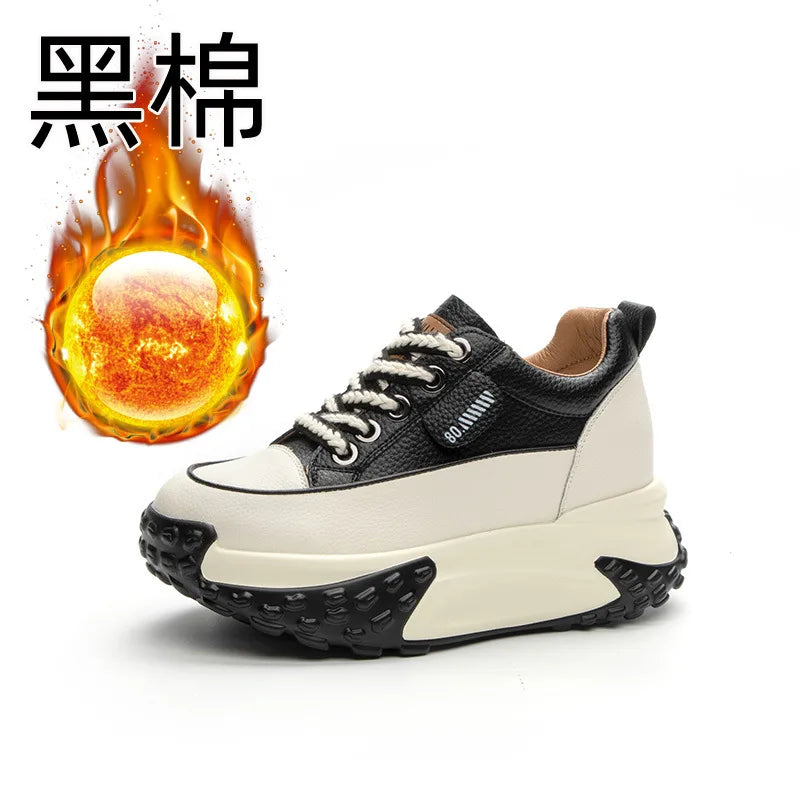 FujinGenuine Leather Platform Sneakers
