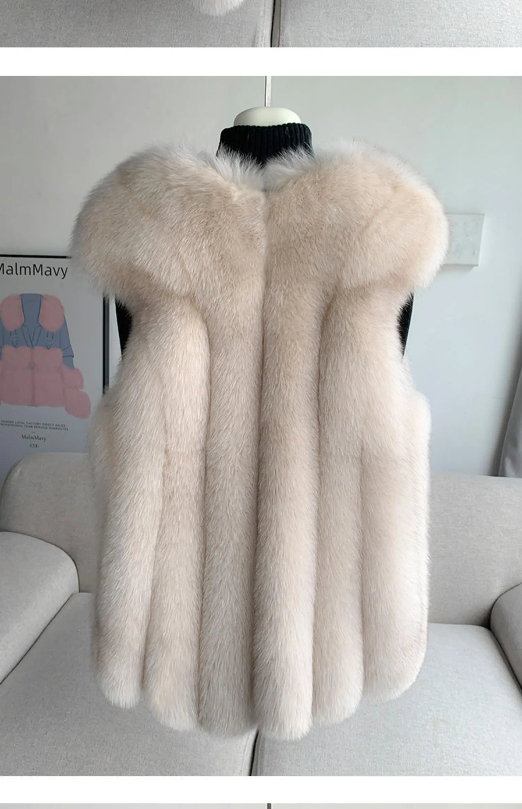 Fox Fur Vest for Women – Luxury Thick Real Fur Coat for Autumn/Winter