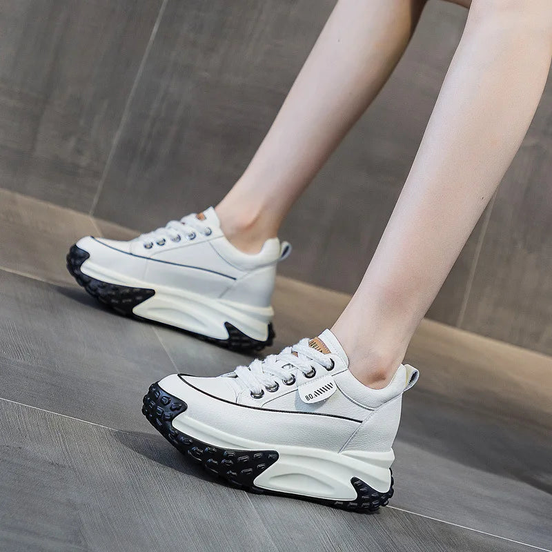 FujinGenuine Leather Platform Sneakers