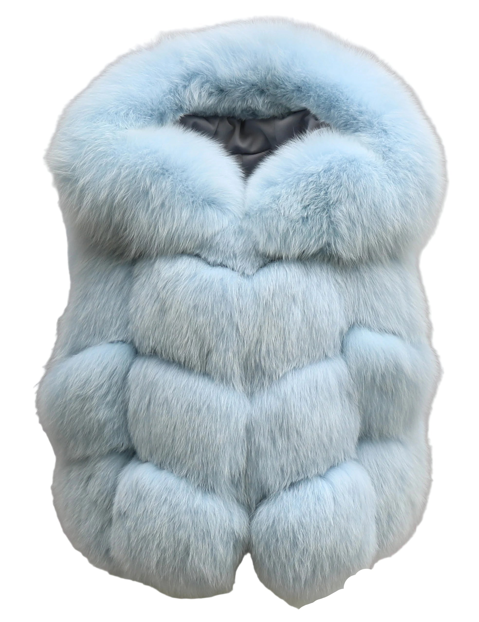 Real Silver Fox Fur Vest – Hooded Genuine Leather Sleeveless Jacket for Women