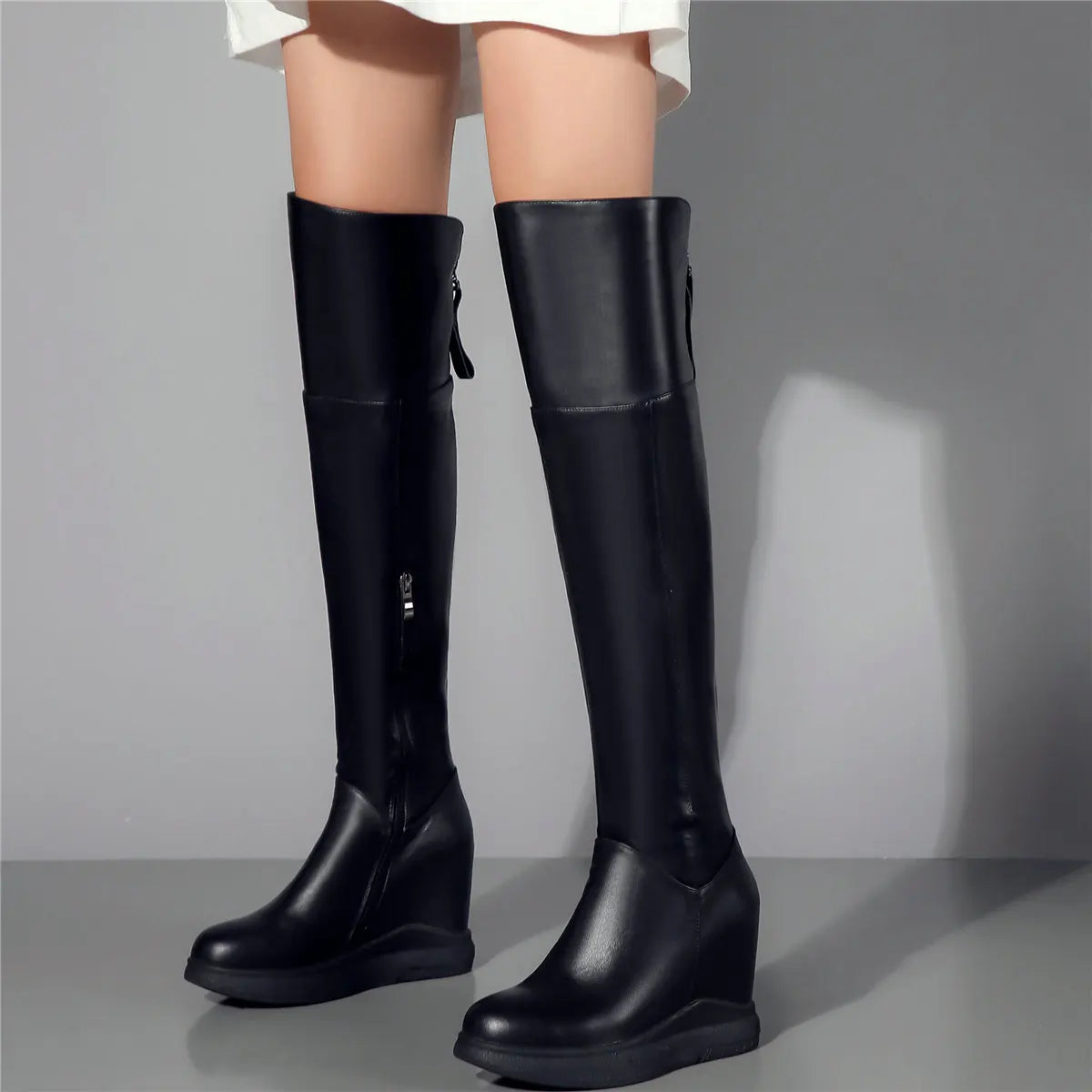 Winter Over-the-Knee Pumps – Genuine Leather High Heel Snow Boots for Women