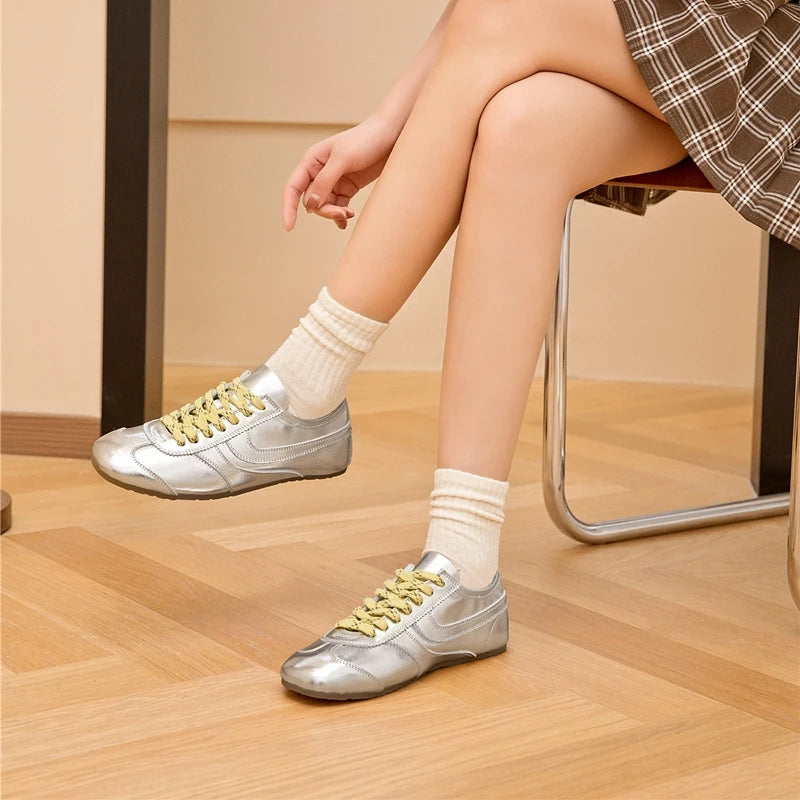 German Training Sneakers – Genuine Leather Retro Lace-Up Shoes