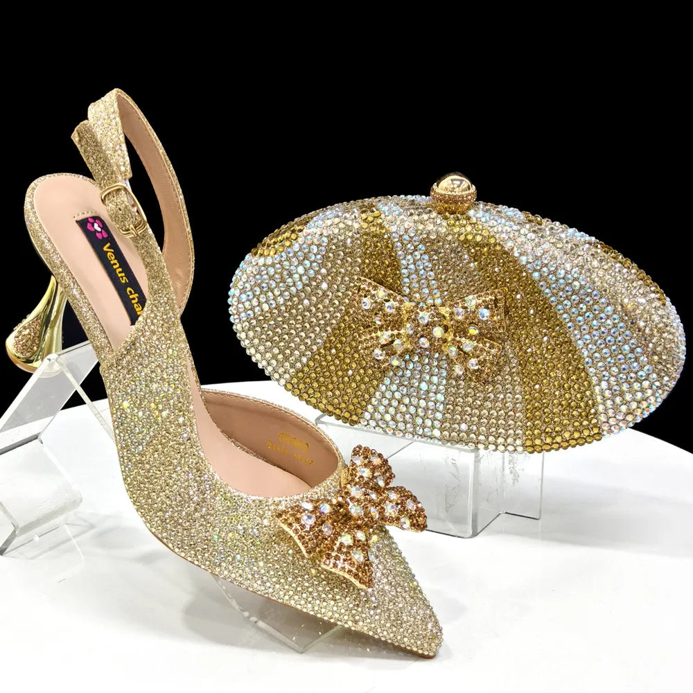 Rhinestone Heels & Handbag Set – Elegant Party Collection
