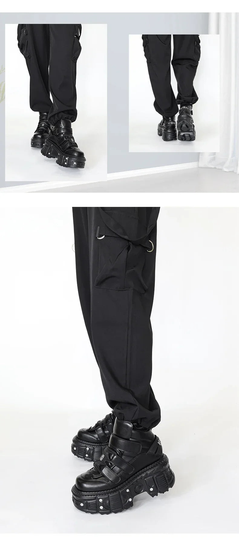 Punk Style Gothic Ankle Boots – Lace-Up Platform Heel Metal Detail