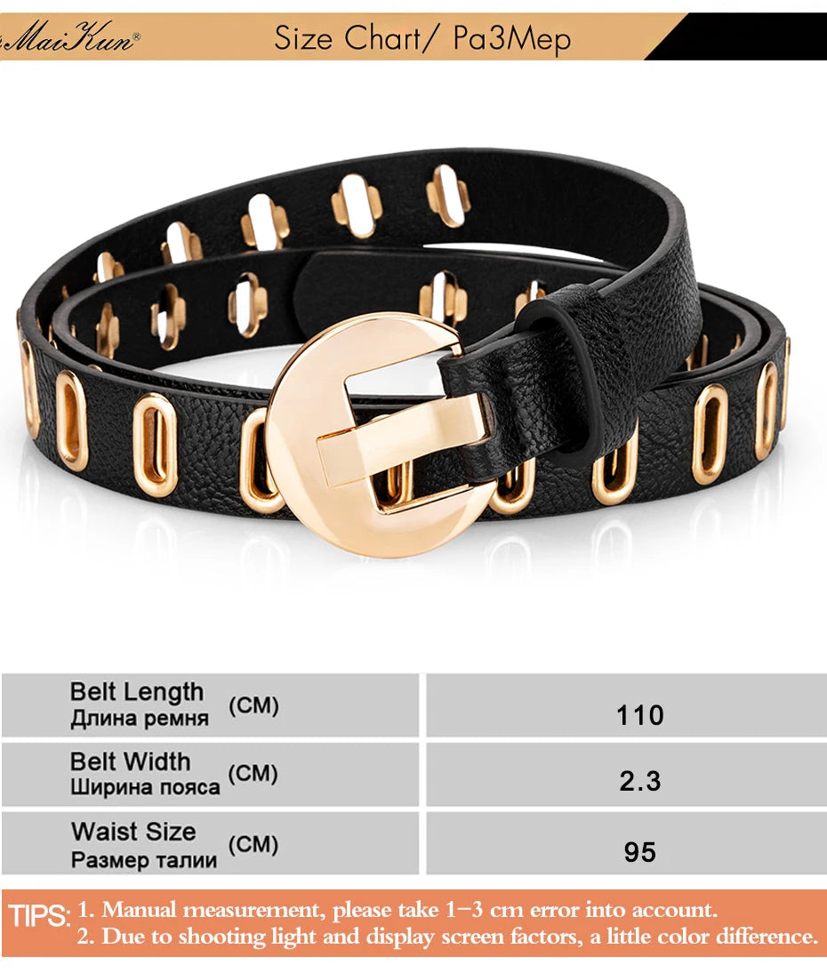 Maikun New Grunge Women’s Adjustable PU Leather Belt – Punk & Novelty Style