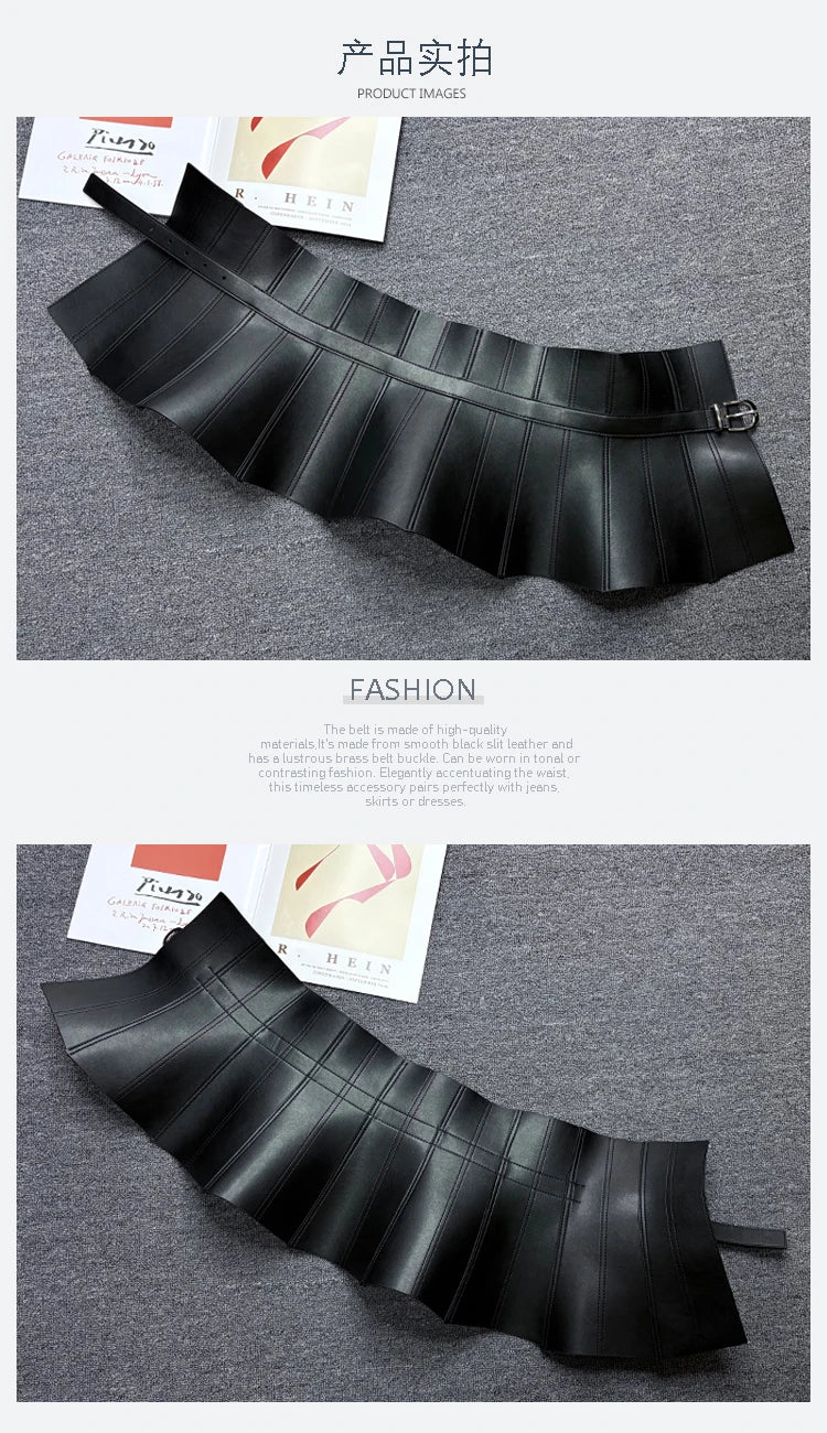 Leather Corset Waist Belt – Fashion Ruffle Design