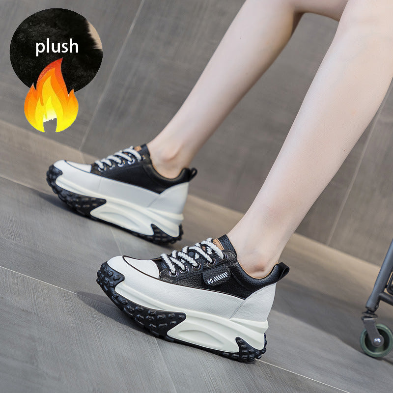FujinGenuine Leather Platform Sneakers