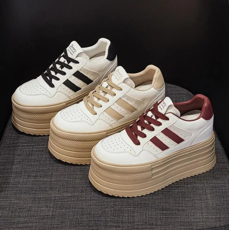 KAYOULAI 10cm Cow Leather Platform Sneakers