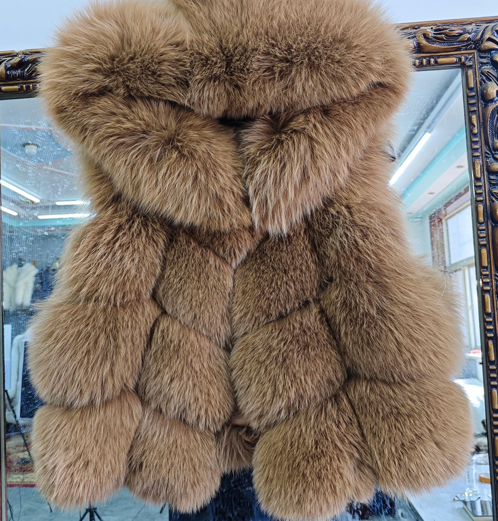 Real Silver Fox Fur Vest – Hooded Genuine Leather Sleeveless Jacket for Women