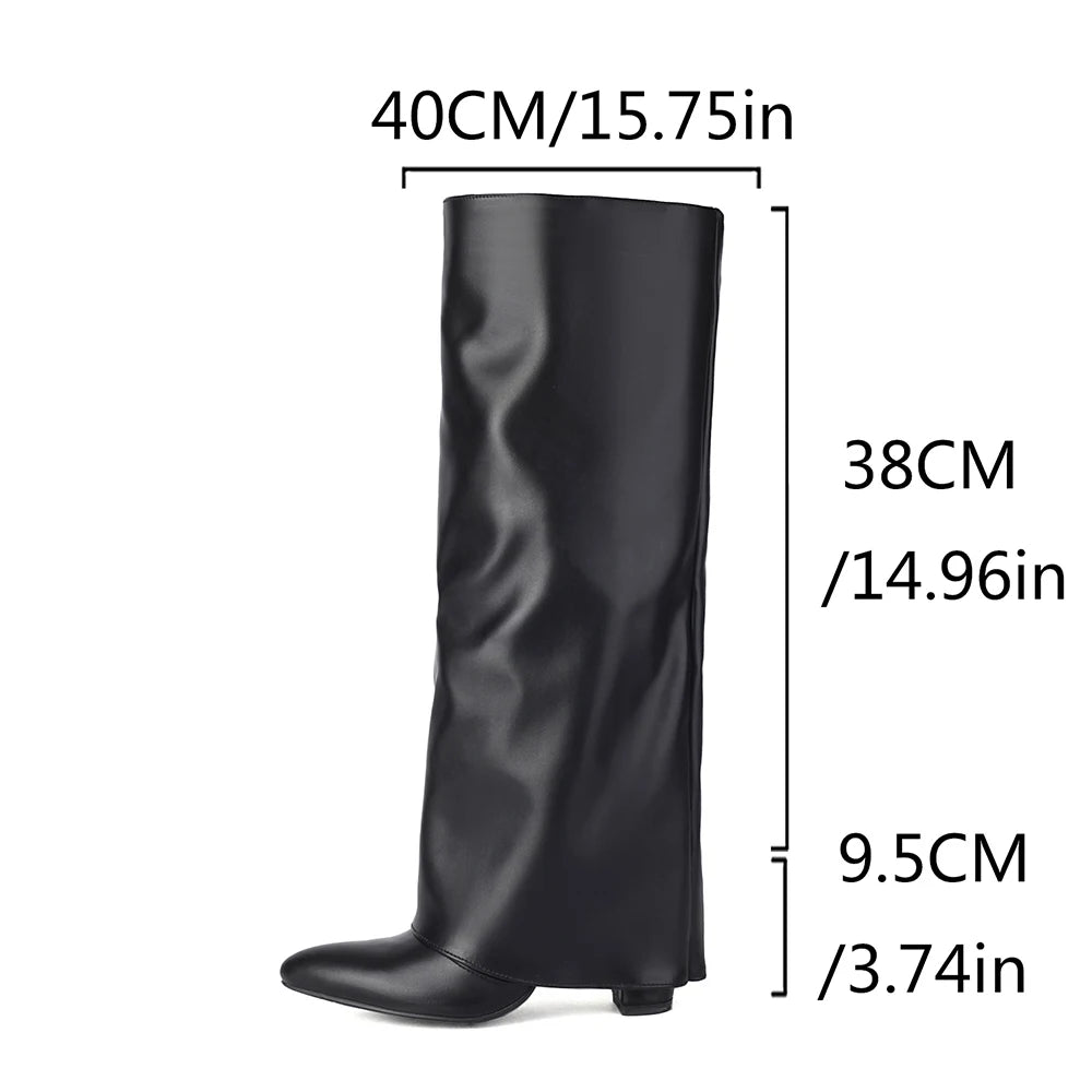 Diane Lockhart Luxury Knee-High Women’s Fold Boots – PU Leather