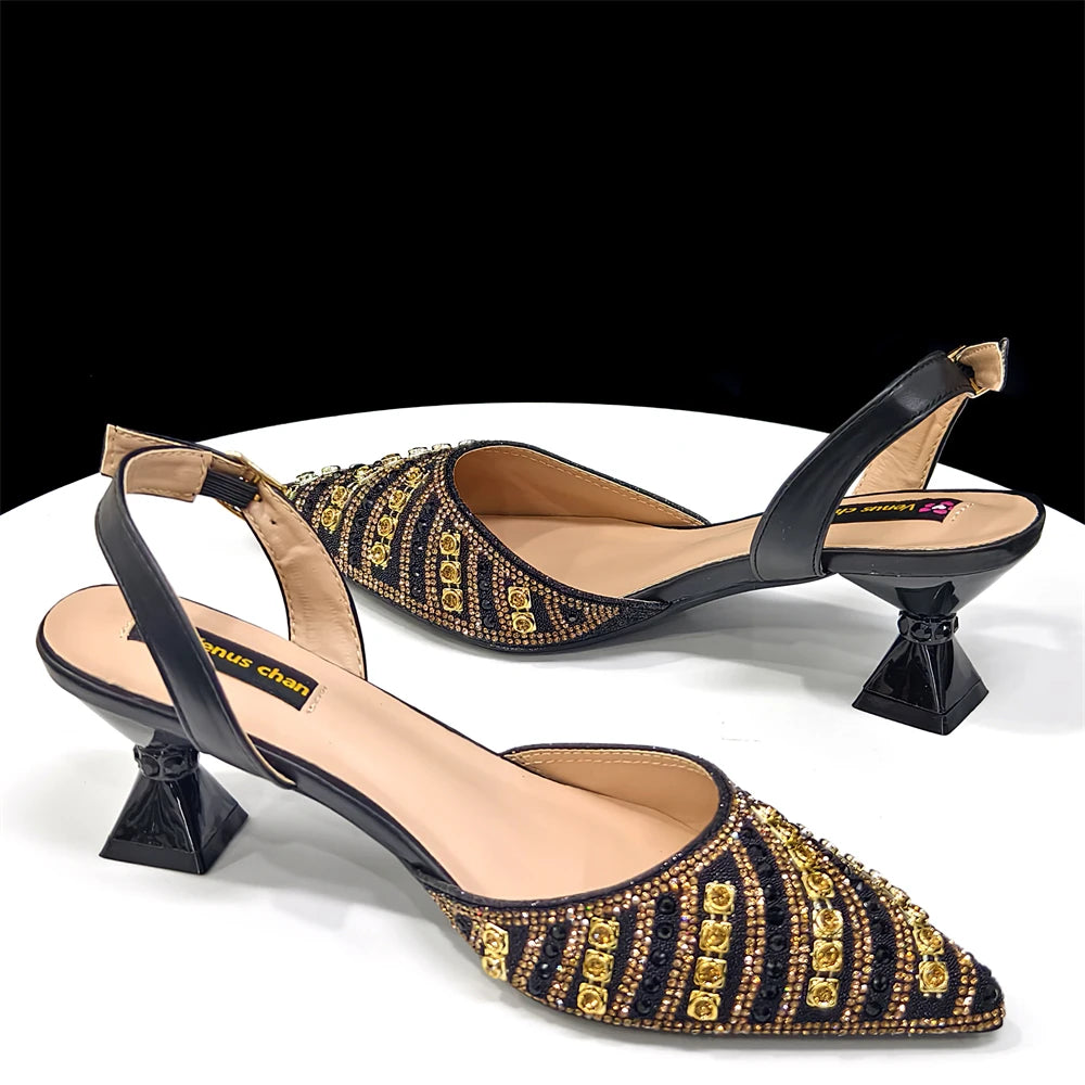 Fuchsia Rhinestone Heels & Handbag Set – Shiny Italian Party Style