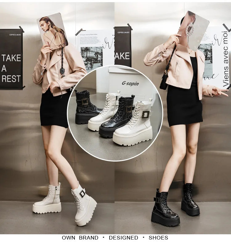Combat Ankle Boots – Platform Wedge Sneakers