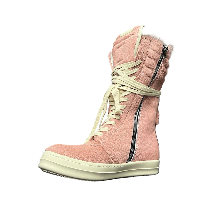 Qvah Owens High-Top Leather Motorcycle Boots – Platform Street Sneakers