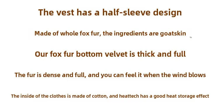 Fox Fur Vest for Women – Luxury Thick Real Fur Coat for Autumn/Winter