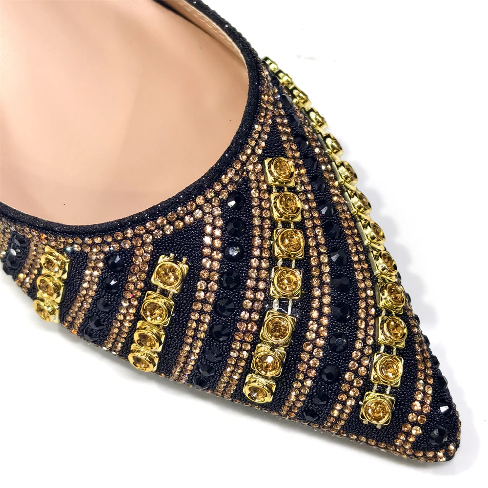 Fuchsia Rhinestone Heels & Handbag Set – Shiny Italian Party Style