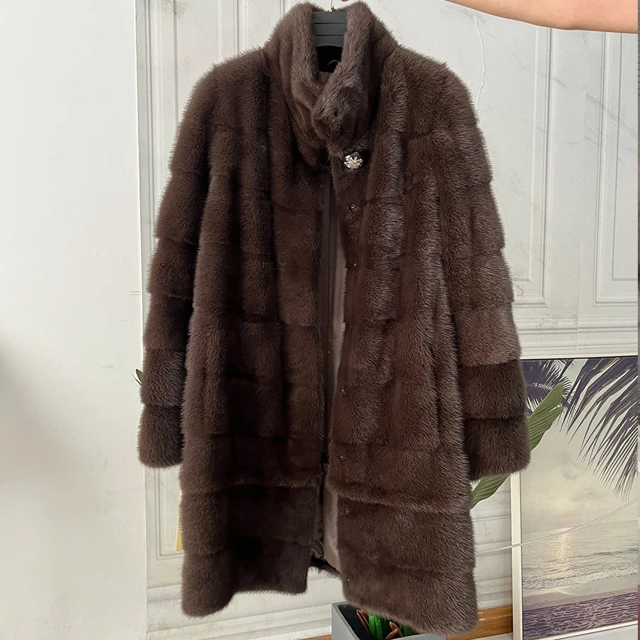 Real Mink Fur Coat – Long Luxury Winter Jacket