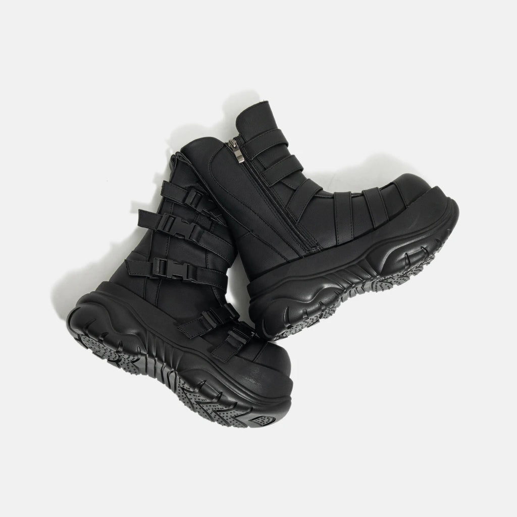 Dark Goth Punk Women’s Ankle Boots – Thick Muffin Sole