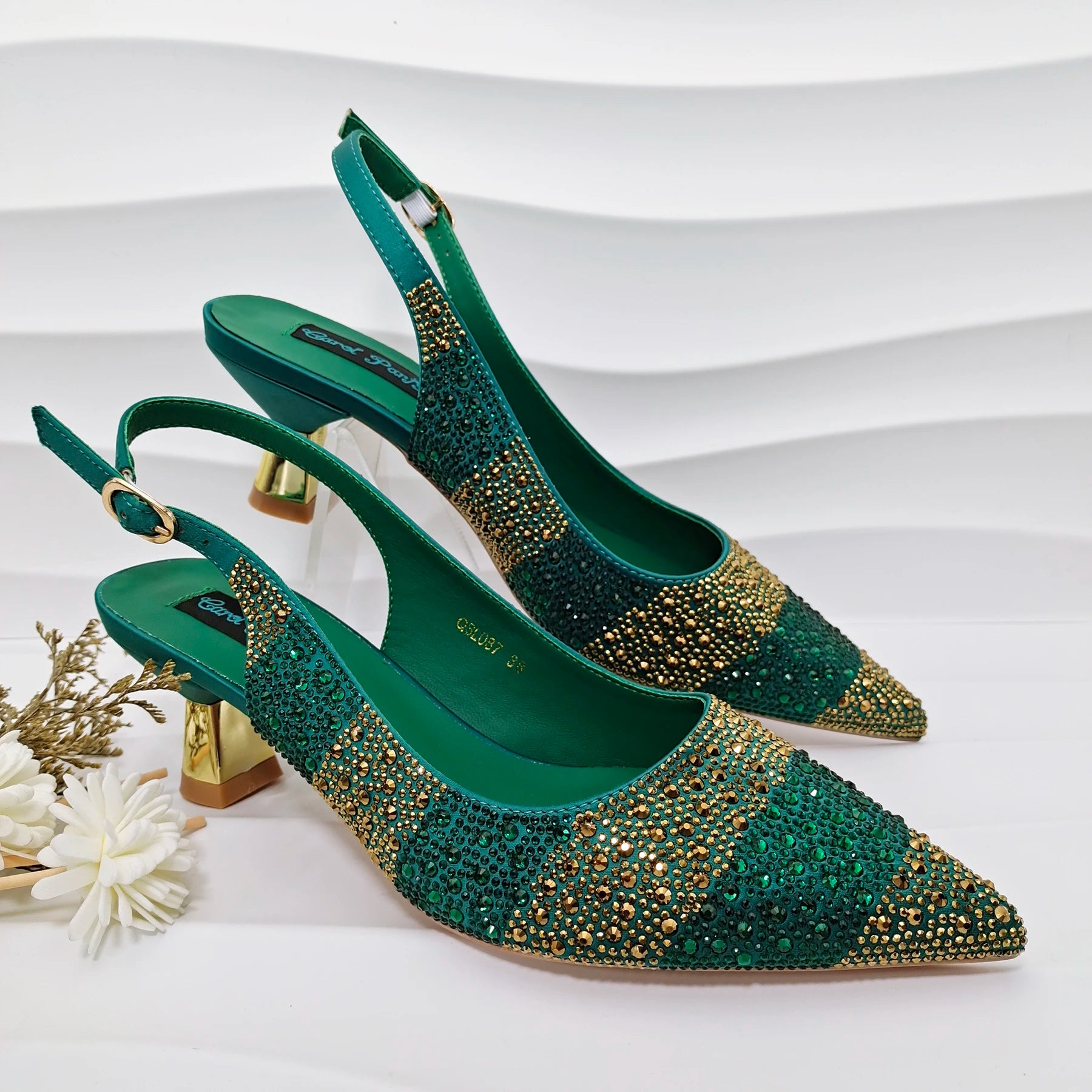 Rhinestone Satin Pumps & Clutch Set – Italian-Inspired Elegance
