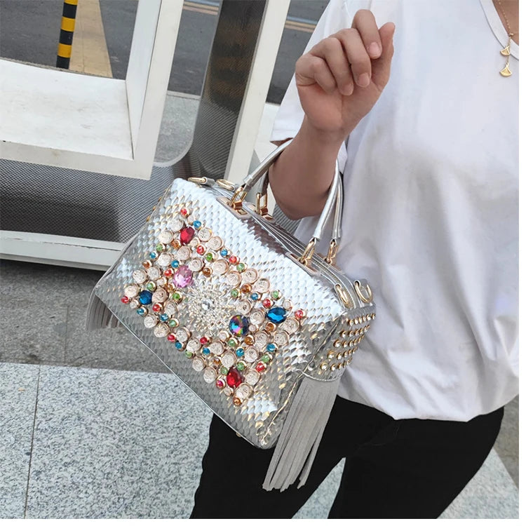Ranya Rhinestone Leather Bag – Marrakchi Large Luxury Satchel
