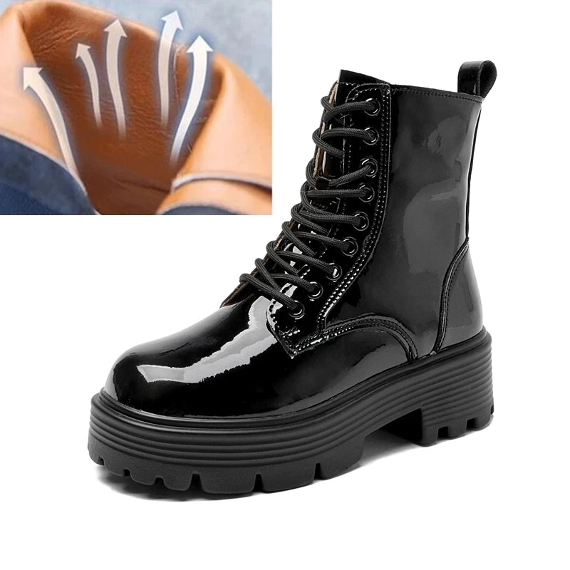 AIYUQI Women’s Ankle Boots – High Heel Winter Leather Short Boots