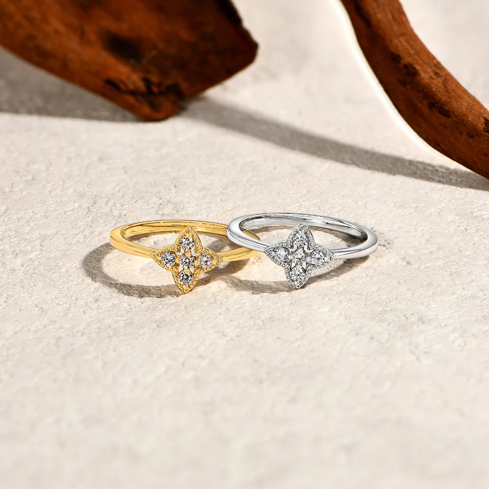 ATTAGEMS Women’s Moissanite Ring – 18K Gold Plated S925 Silver